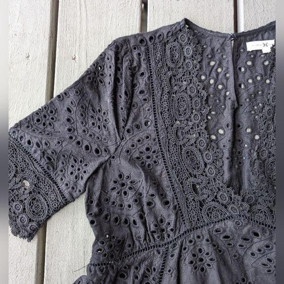 Nightcap Black Eyelet Dress Size XS NWT Empire Waist, Boho Style - Picture 7 of 9